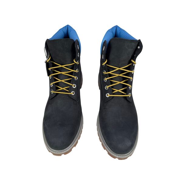 Timberland Premium 6 Inch Boots Mens 13 Black Nubuck Leather WP Blue Collar main image 5